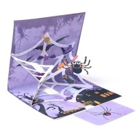 Handmade 3d Pop Up Halloween Card Spider Web Bat Tomb Haunted House Greeting Card Kid Child Origami Papercraft Gift